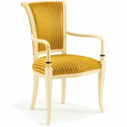 Casa Padrino Luxus Barock Esszimmer Stuhl mit Armlehnen Gold / Creme / Schwarz - Made in Italy