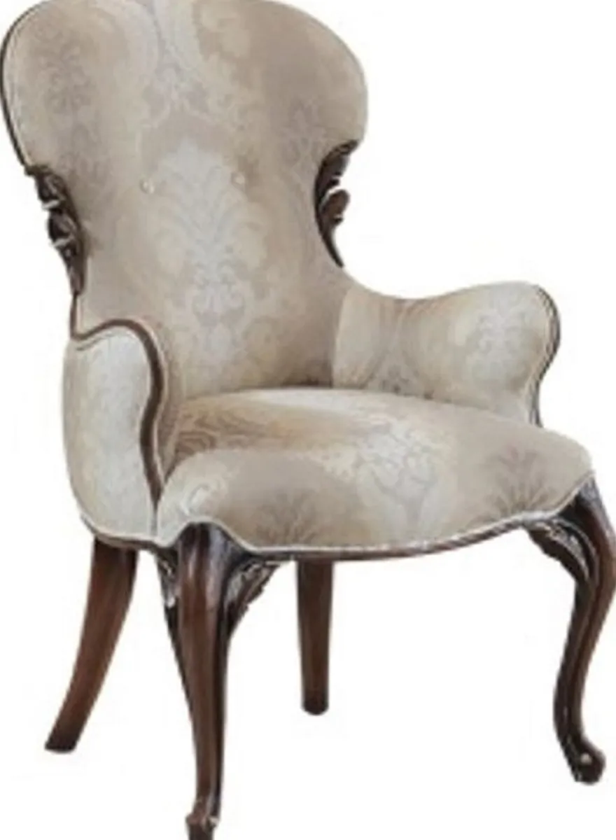 Casa Padrino Luxus Barock Esszimmerstuhl 8er Set Mehrfarbig / Grau / Dunkelbraun - Prunkvolle Esszimmerstühle im Barockstil - Barock Esszimmer Möbel - Luxus Esszimmer Möbel im Barockstil