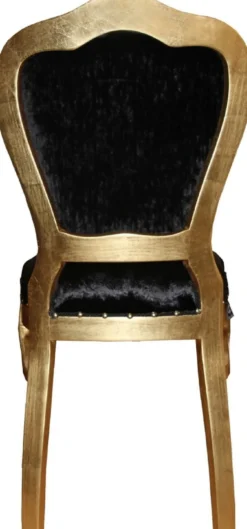 Casa Padrino Luxus Barock Esszimmer Set Schwarz / Gold 45 x 46 x H. 99 cm - 4 handgefertigte Esszimmerstühle - Barock Esszimmermöbel