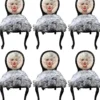 Casa Padrino Luxus Barock Esszimmerstuhl Set Marilyn Monroe Grau / Schwarz 50 x 60 x H. 104 cm - Handgefertigte Pop Art Designer Stühle mit Kunstfell - Barock Esszimmer Möbel
