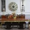 Casa Padrino Luxus Barock Esstisch Braun / Schwarz / Gold - Handgefertigter Massivholz Esszimmertisch - Luxus Esszimmer Möbel im Barockstil - Barock Möbel - Barock Einrichtung