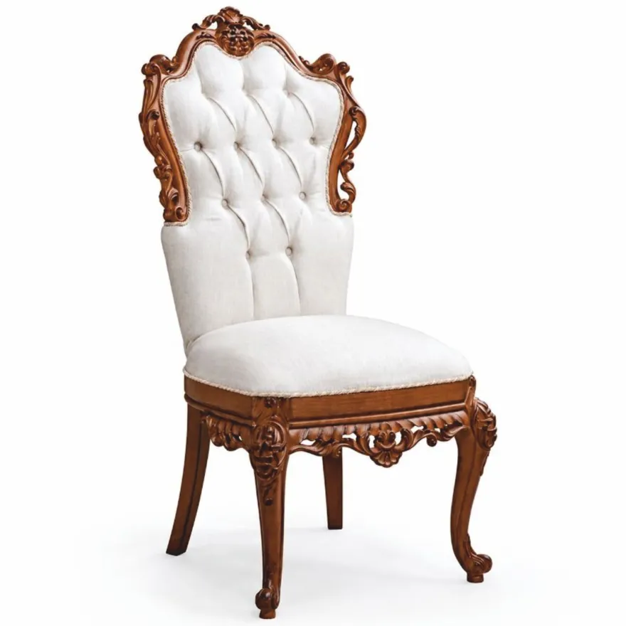 Casa Padrino Luxus Barock Esszimmer Stuhl Weiß / Braun H. 116 cm - Barockstil Möbel