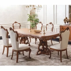 Casa Padrino Luxus Barock Esszimmer Stuhl Weiß / Braun H. 116 cm - Barockstil Möbel
