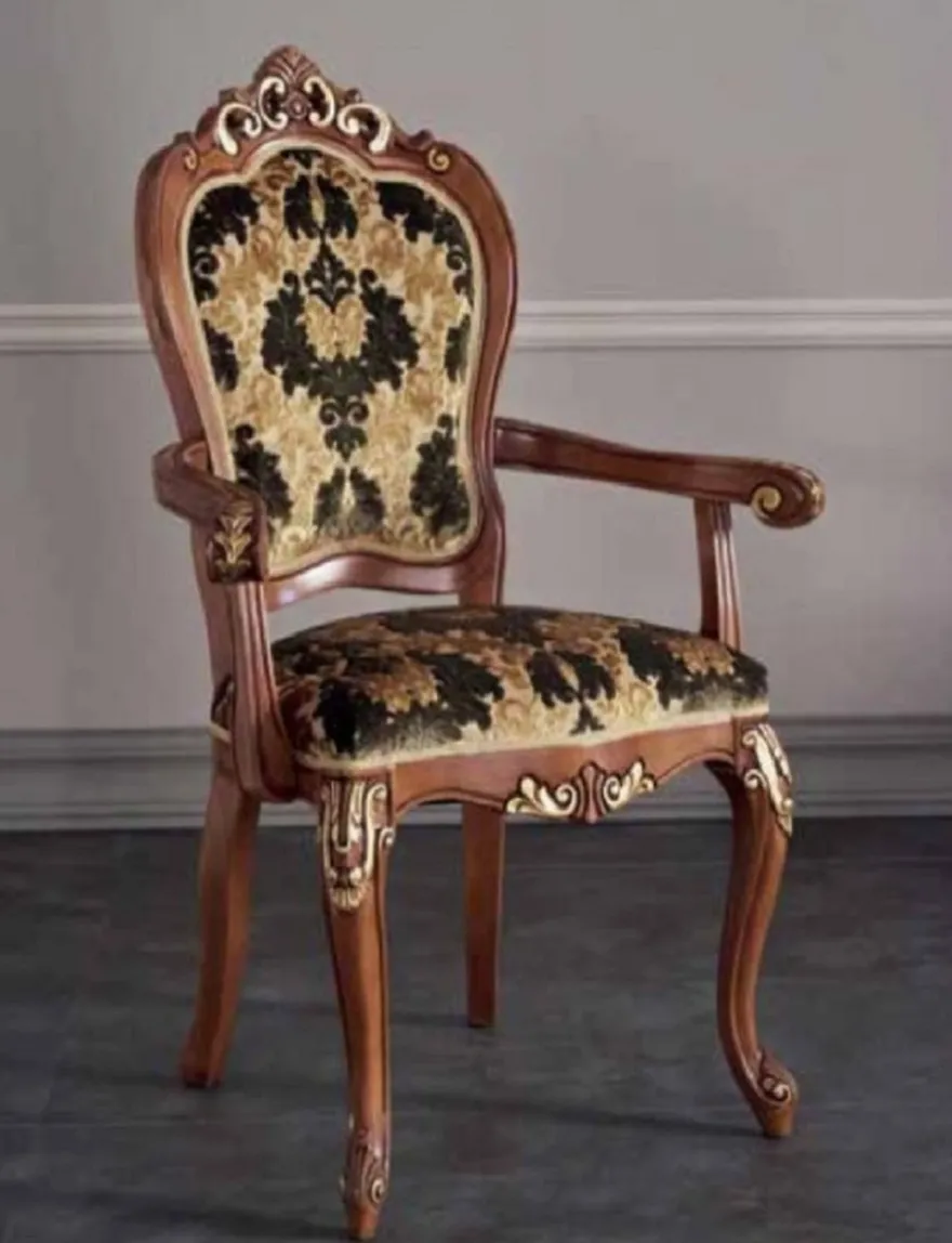 Casa Padrino Luxus Barock Esszimmer Set Grün / Braun / Gold - 1 Ausziehbarer Barock Esstisch & 6 Barock Esszimmerstühle - Esszimmer Möbel im Barockstil - Luxus Qualität - Made in Italy