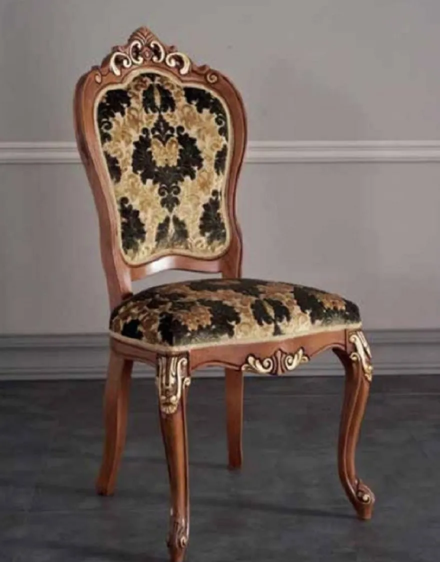 Casa Padrino Luxus Barock Esszimmer Set Grün / Braun / Gold - 1 Ausziehbarer Barock Esstisch & 6 Barock Esszimmerstühle - Esszimmer Möbel im Barockstil - Luxus Qualität - Made in Italy