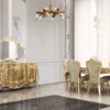 Casa Padrino Luxus Barock Esszimmer Stuhl 6er Set Grün / Antik Gold - Prunkvolle Barockstil Küchen Stühle - Luxus Barockstil Esszimmer Möbel - Barock Esszimmer Möbel - Barockstil Möbel