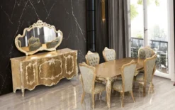 Casa Padrino Luxus Barock Esszimmer Stuhl 6er Set Grün / Antik Gold - Prunkvolle Barockstil Küchen Stühle - Luxus Barockstil Esszimmer Möbel - Barock Esszimmer Möbel - Barockstil Möbel