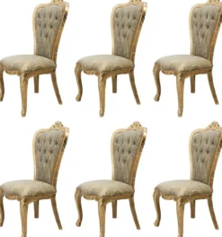 Casa Padrino Luxus Barock Esszimmer Stuhl 6er Set Grün / Antik Gold - Prunkvolle Barockstil Küchen Stühle - Luxus Barockstil Esszimmer Möbel - Barock Esszimmer Möbel - Barockstil Möbel