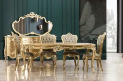 Casa Padrino Luxus Barock Esszimmer Stuhl 6er Set Grün / Antik Gold - Prunkvolle Barockstil Küchen Stühle - Luxus Barockstil Esszimmer Möbel - Barock Esszimmer Möbel - Barockstil Möbel