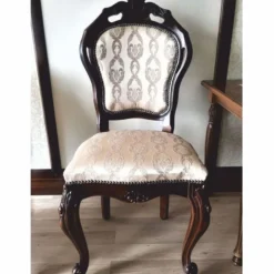 Casa Padrino Luxus Barock Esszimmer Stuhl 8er Set Beige / Dunkelbraun - Barock Möbel