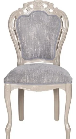 Casa Padrino Luxus Barock Esszimmer Stuhl 6er Set Grau / Hochglanz Beige 49,5 x 57 x H. 102,5 cm - Barockstil Küchen Stühle - Prunkvolle Luxus Esszimmer Möbel im Barockstil - Edel & Prunkvoll