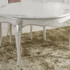 Casa Padrino Luxus Barock Esstisch Weiß / Silber - Ovaler Ausziehbarer Massivholz Esszimmertisch - Barock Esszimmer Möbel - Luxus Qualität - Made in Italy