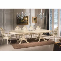 Casa Padrino Luxus Barock Esszimmer Stuhl mit Armlehnen Bunt / Elfenbein / Gold - Made in Italy