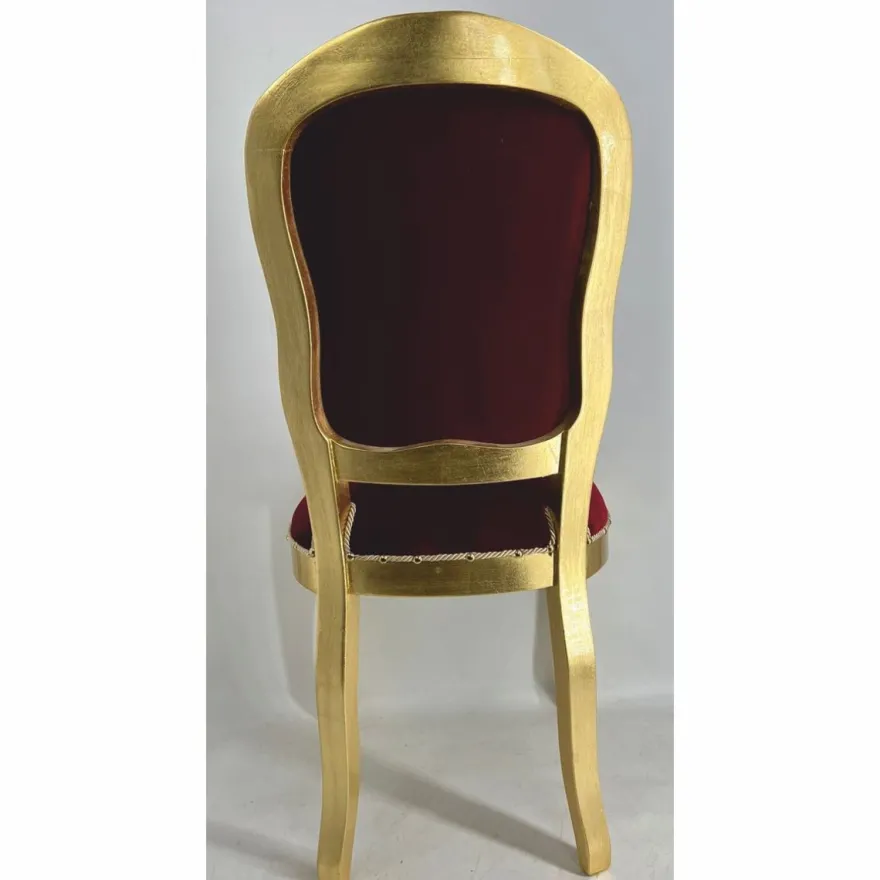 Casa Padrino Luxus Barock Esszimmer Stuhl Bordeauxrot / Gold H. 104 cm - Barockstil Möbel