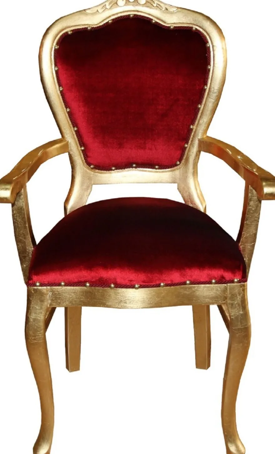 Casa Padrino Luxus Barock Esszimmer Set Bordeauxrot / Gold - 1 Esstisch mit Glasplatte und 6 Stühle - Barock Esszimmermöbel - Made in Italy - Luxury Collection