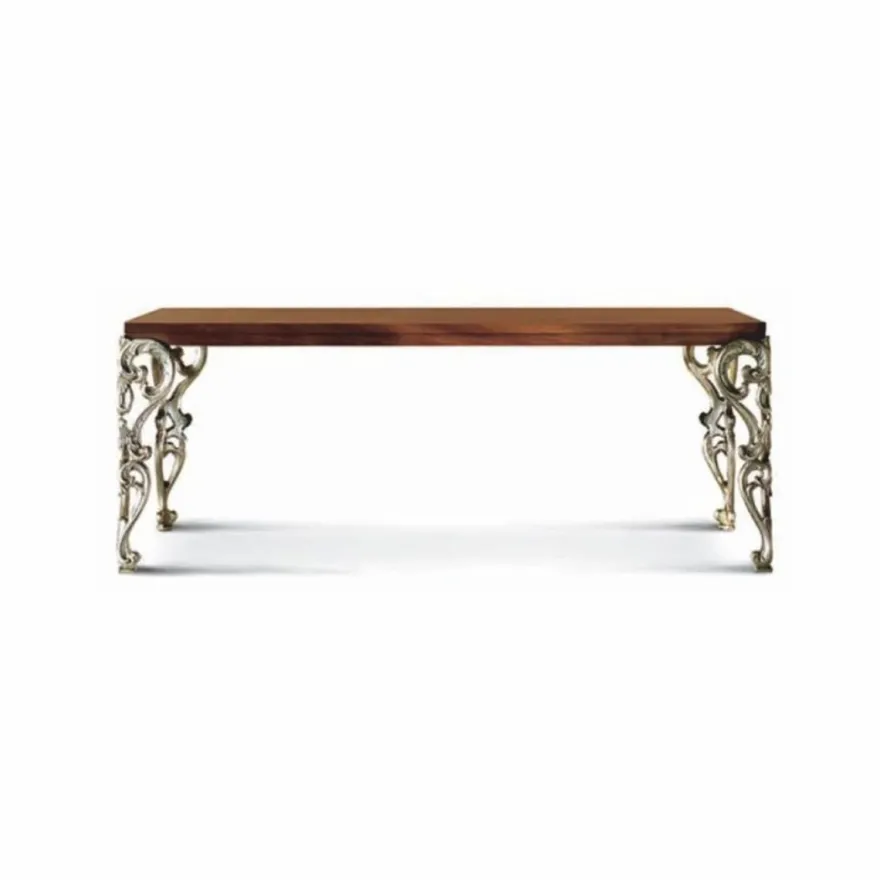 Casa Padrino Luxus Barock Esstisch Braun / Silber 203 cm - Made in Italy