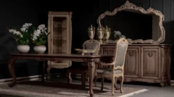 Casa Padrino Luxus Barock Esstisch Braun - Prunkvoller Massivholz Esszimmertisch im Barockstil - Barock Esszimmer Möbel