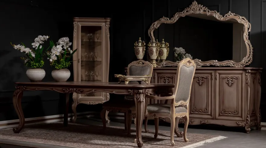 Casa Padrino Luxus Barock Esstisch Braun - Prunkvoller Massivholz Esszimmertisch im Barockstil - Barock Esszimmer Möbel