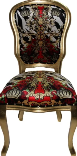Casa Padrino Luxus Barock Esszimmer Stuhl Pompöös von Harald Glööckler Schwarz / Weiß / Rot / Gold 50 x 60 x 104 cm