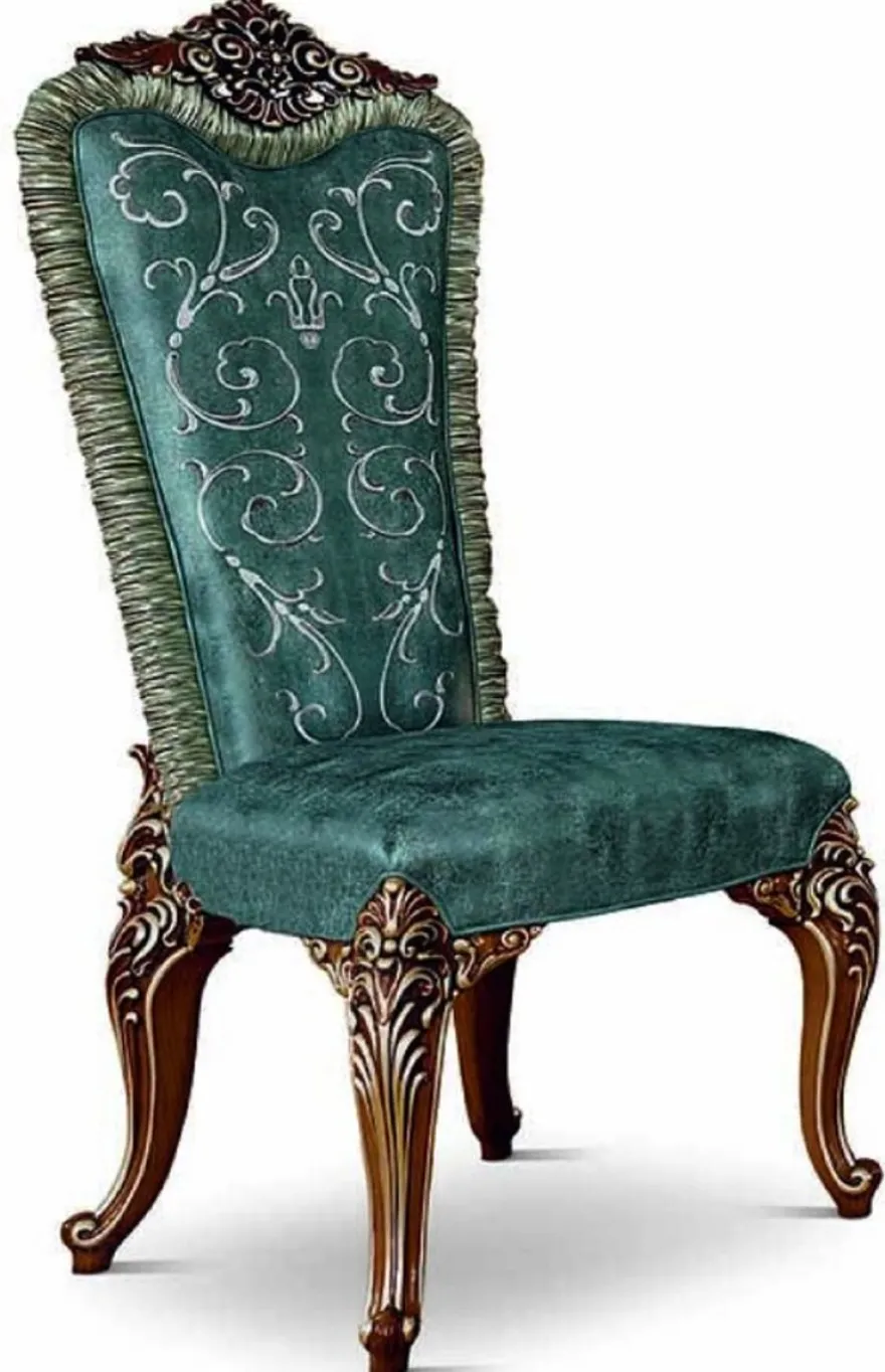 Casa Padrino Luxus Barock Esszimmer Stuhl Grün / Braun / Gold - Made in Italy