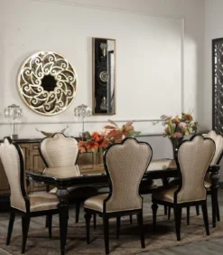 Casa Padrino Luxus Barock Esszimmer Stuhl Gold / Schwarz H. 120 cm - Barock Esszimmer Möbel