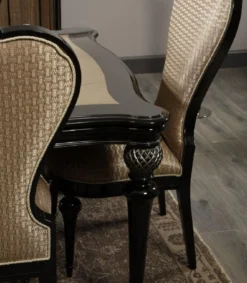 Casa Padrino Luxus Barock Esszimmer Stuhl Gold / Schwarz H. 120 cm - Barock Esszimmer Möbel