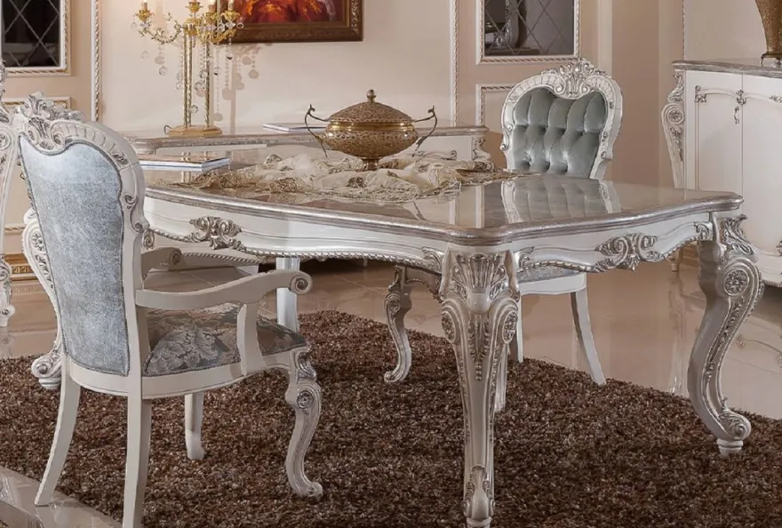 Casa Padrino Luxus Barock Esszimmer Set Grün / Silber / Weiß
