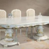 Casa Padrino Luxus Barock Esstisch Weiß / Cremefarben / Mehrfarbig / Gold - Ovaler Massivholz Esszimmertisch im Barockstil - Barock Esszimmer Möbel - Luxus Qualität - Made in Italy