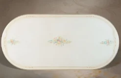 Casa Padrino Luxus Barock Esstisch Weiß / Cremefarben / Mehrfarbig / Gold - Ovaler Massivholz Esszimmertisch im Barockstil - Barock Esszimmer Möbel - Luxus Qualität - Made in Italy