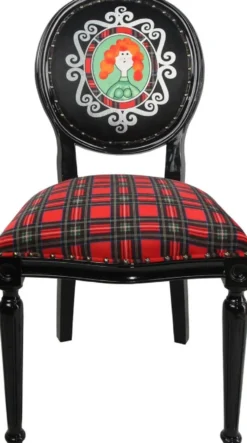 Casa Padrino Luxus Barock Esszimmer Set Schottland Mann und Frau Mehrfarbig / Schwarz 48 x 50 x H. 98 cm - 4 handgefertigte Esszimmerstühle - Barock Esszimmermöbel