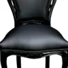 Casa Padrino Luxus Barock Esszimmer Stuhl Schwarz Lederoptik / Schwarz - Designer Stuhl - Luxus Qualität