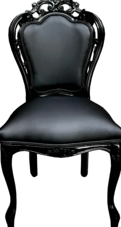 Casa Padrino Luxus Barock Esszimmer Stuhl Schwarz Lederoptik / Schwarz - Designer Stuhl - Luxus Qualität