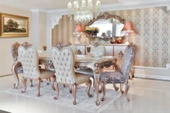 Casa Padrino Luxus Barock Esszimmer Set - 1 Esstisch & 6 Esszimmerstühle - Esszimmermöbel im Barockstil - Edel & Prunkvoll