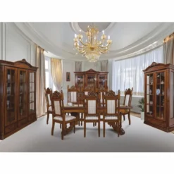 Casa Padrino Luxus Barock Esszimmer Set Braun / Silber - 1 Ausziehbarer Esstisch & 8 Stühle