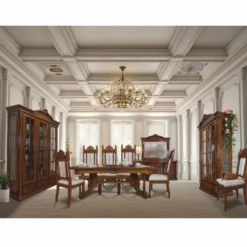 Casa Padrino Luxus Barock Esszimmer Set Braun / Silber - 1 Ausziehbarer Esstisch & 8 Stühle