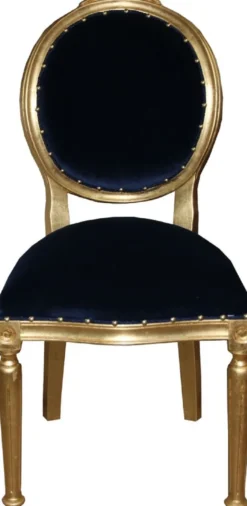Casa Padrino Luxus Barock Esszimmer Set Medaillon Royalblau / Gold 50 x 52 x H. 99 cm - 4 handgefertigte Esszimmerstühle - Barockmöbel