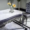 Casa Padrino Luxus Barock Esszimmerstuhl Set Blau / Gold - Handgefertigtes Küchen Stühle 6er Set - Barock Esszimmer Möbel - Edel & Prunkvoll