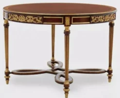 Casa Padrino Luxus Barock Esstisch Dunkelbraun / Braun / Antik Gold - Runder Barockstil Massivholz Küchentisch - Luxus Esszimmer Möbel im Barockstil - Barock Esszimmer Möbel