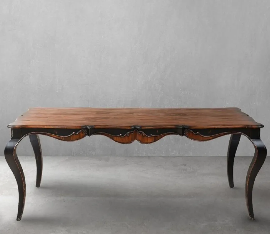 Casa Padrino Luxus Barock Esstisch Braun / Antik Schwarz 202,5 x 102 x H. 78,5 cm - Massivholz Esszimmertisch - Luxus Esszimmer Möbel im Barockstil - Barock Möbel - Barock Einrichtung
