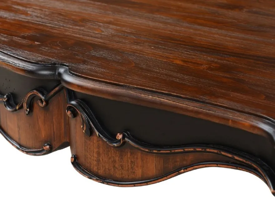 Casa Padrino Luxus Barock Esstisch Braun / Antik Schwarz 202,5 x 102 x H. 78,5 cm - Massivholz Esszimmertisch - Luxus Esszimmer Möbel im Barockstil - Barock Möbel - Barock Einrichtung
