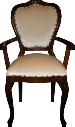 Casa Padrino Luxus Barock Esszimmer Set Creme / Braun 60 x 47 x H. 99 cm - 6 handgefertigte Esszimmerstühle mit Armlehnen - Barock Esszimmermöbel