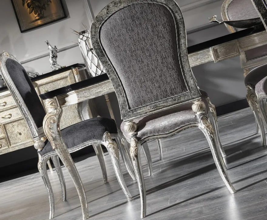 Casa Padrino Luxus Barock Esszimmer Set - 1 Esstisch & 6 Esszimmerstühle - Esszimmermöbel im Barockstil - Luxus Qualität - Edel & Prunkvoll
