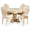 Casa Padrino Luxus Barock Esstisch Creme / Braun Ø 120 cm - Barock Möbel