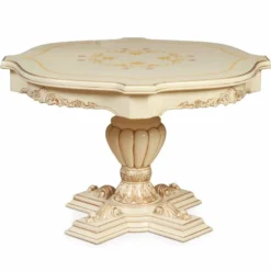 Casa Padrino Luxus Barock Esstisch Creme / Braun Ø 120 cm - Barock Möbel