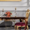 Casa Padrino Luxus Barock Esszimmer Stuhl Set Lila / Gold 59 x 61 x H. 116 cm - Prunkvolles Küchen Stühle 6er Set - Barock Esszimmer Möbel