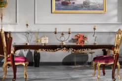 Casa Padrino Luxus Barock Esszimmer Stuhl Set Lila / Gold 59 x 61 x H. 116 cm - Prunkvolles Küchen Stühle 6er Set - Barock Esszimmer Möbel