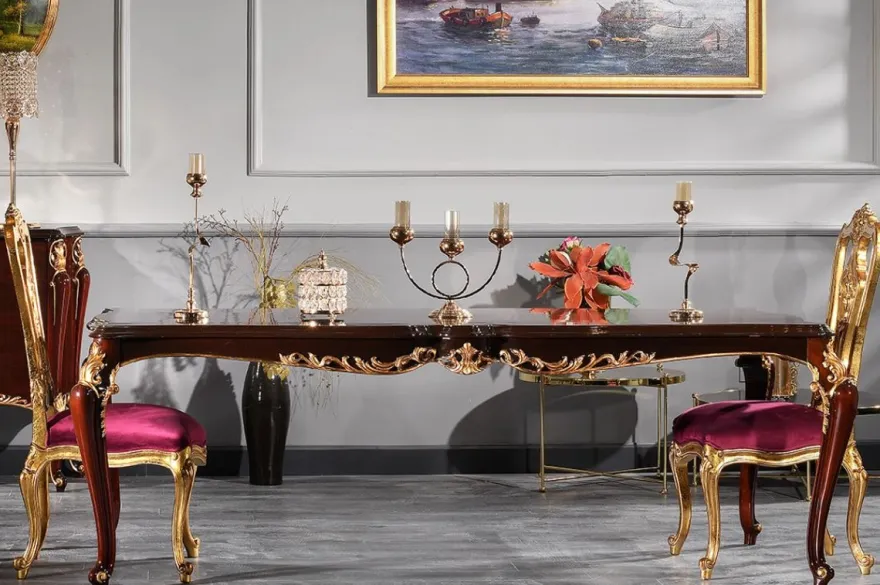 Casa Padrino Luxus Barock Esszimmer Set - 1 Esstisch & 6 Esszimmerstühle - Esszimmermöbel im Barockstil - Luxus Qualität - Made in Italy
