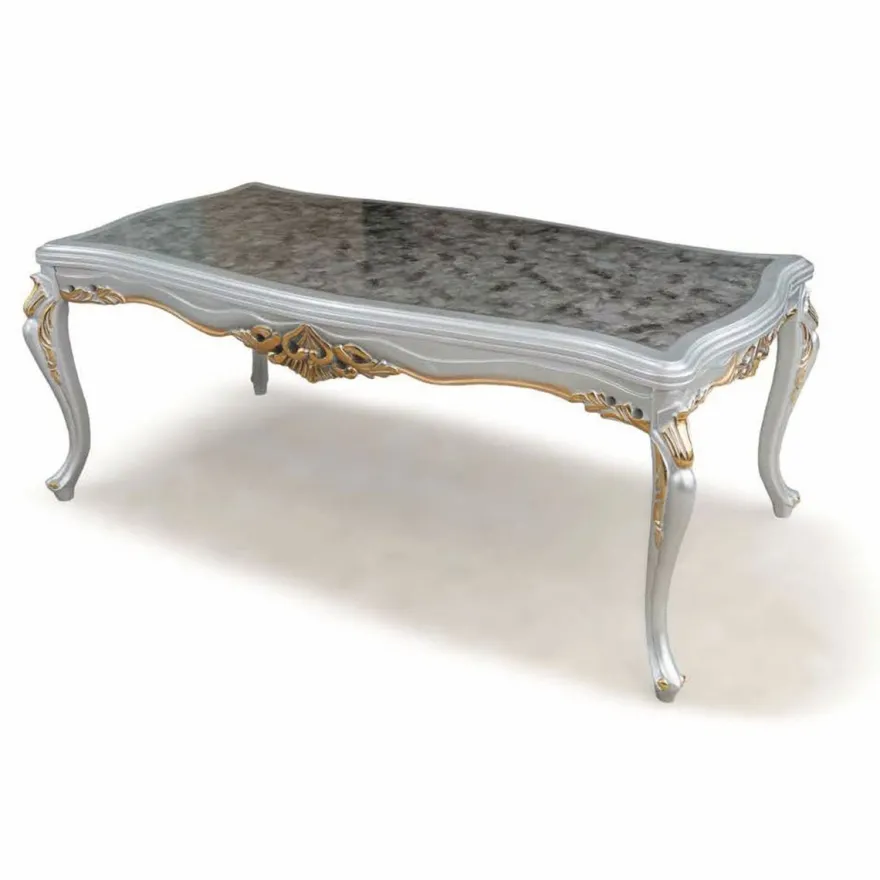 Casa Padrino Luxus Barock Esszimmer Set Grau / Silber / Gold - 1 Esstisch & 8 Stühle