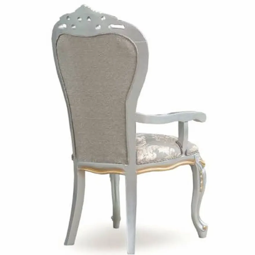 Casa Padrino Luxus Barock Esszimmer Set Grau / Silber / Gold - 1 Esstisch & 8 Stühle