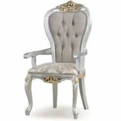 Casa Padrino Luxus Barock Esszimmer Set Grau / Silber / Gold - 1 Esstisch & 8 Stühle